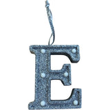 Light Up Silver Glitter Christmas Tree Decoration Letter 'E'