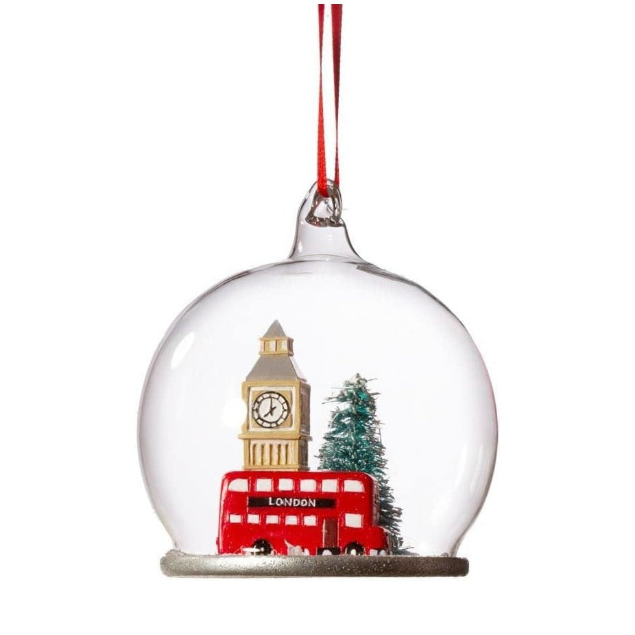 Sass & Belle London Bus Snow Globe Christmas Decoration with Big Ben