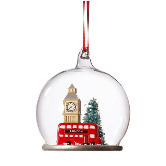 Sass & Belle London Bus Snow Globe Christmas Decoration with Big Ben