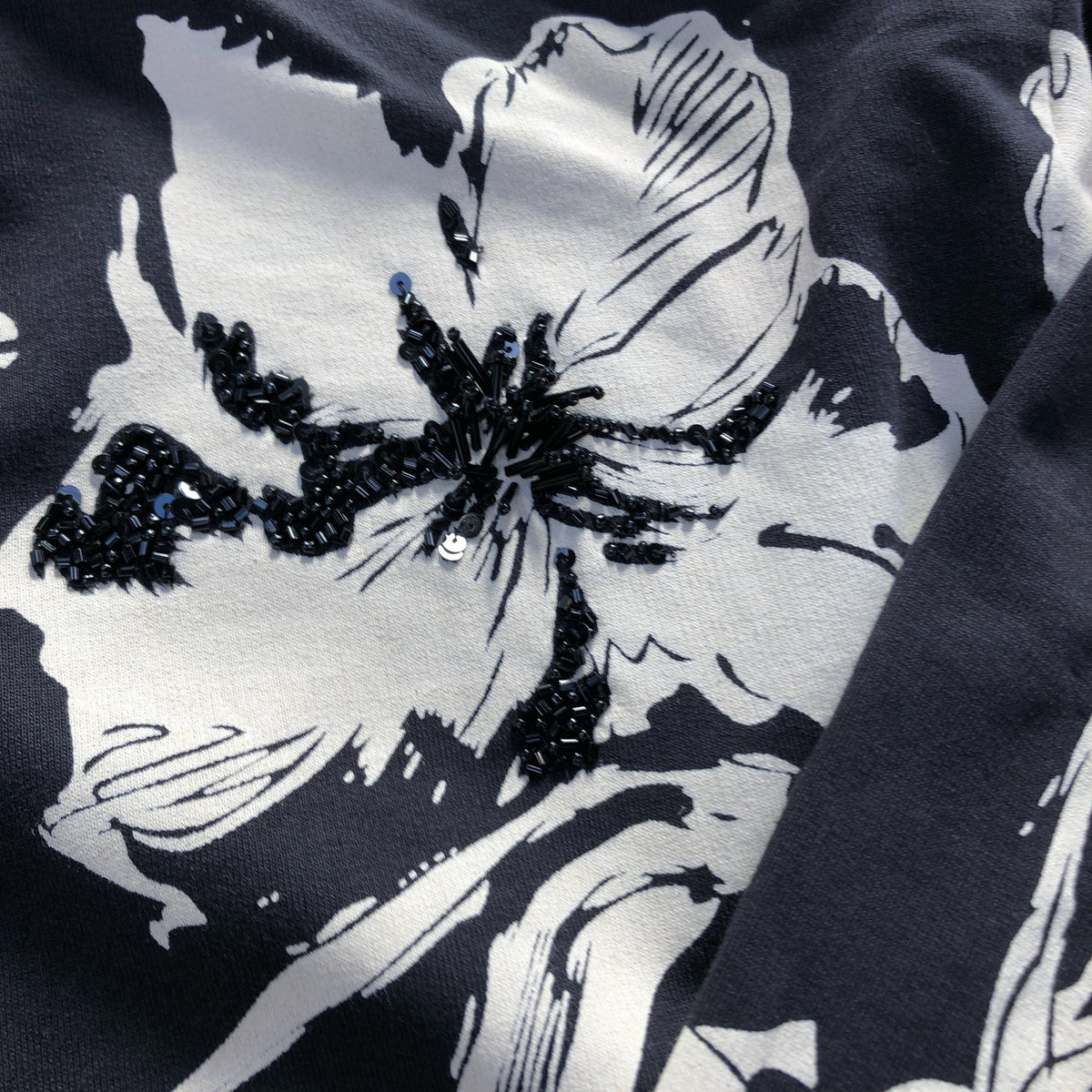 River Island Black Floral Print Sweatshirt Women's Long Sleeve Top Size Small