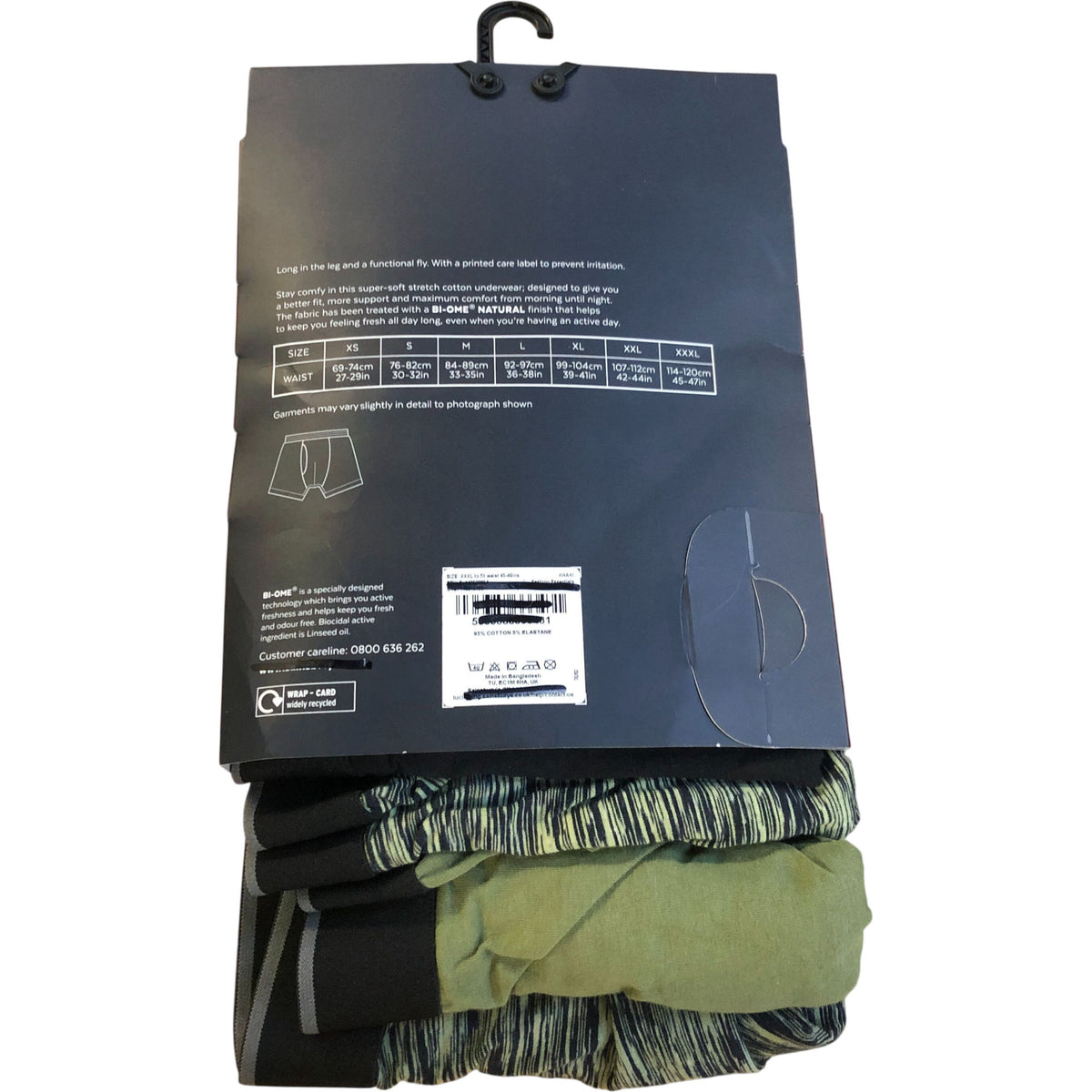 Men's 5 Pairs Cotton Stretch Antibacterial Freshness Trunks XXXL