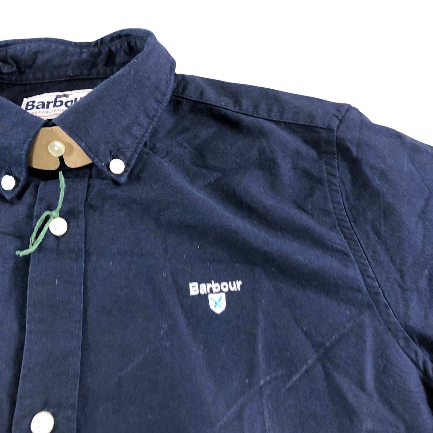 Barbour Oxtown S/S Tailored Shirt S Men's Navy Cotton Classic Fit