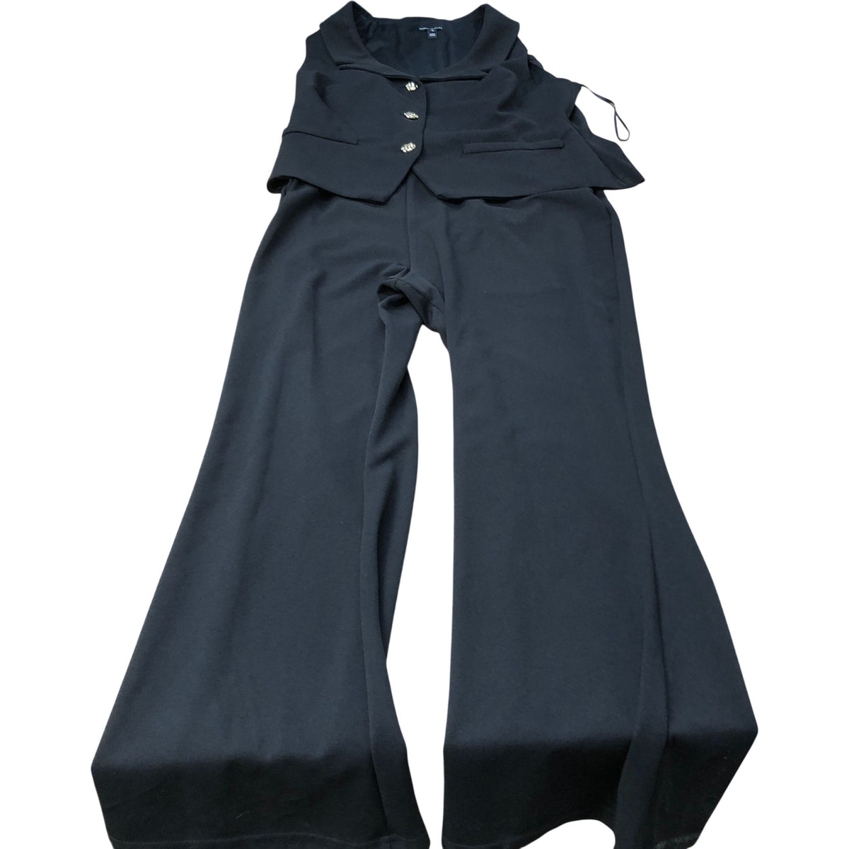 River Island Black Jumpsuit Women's Flared Trousers With Blazer Top Size XL