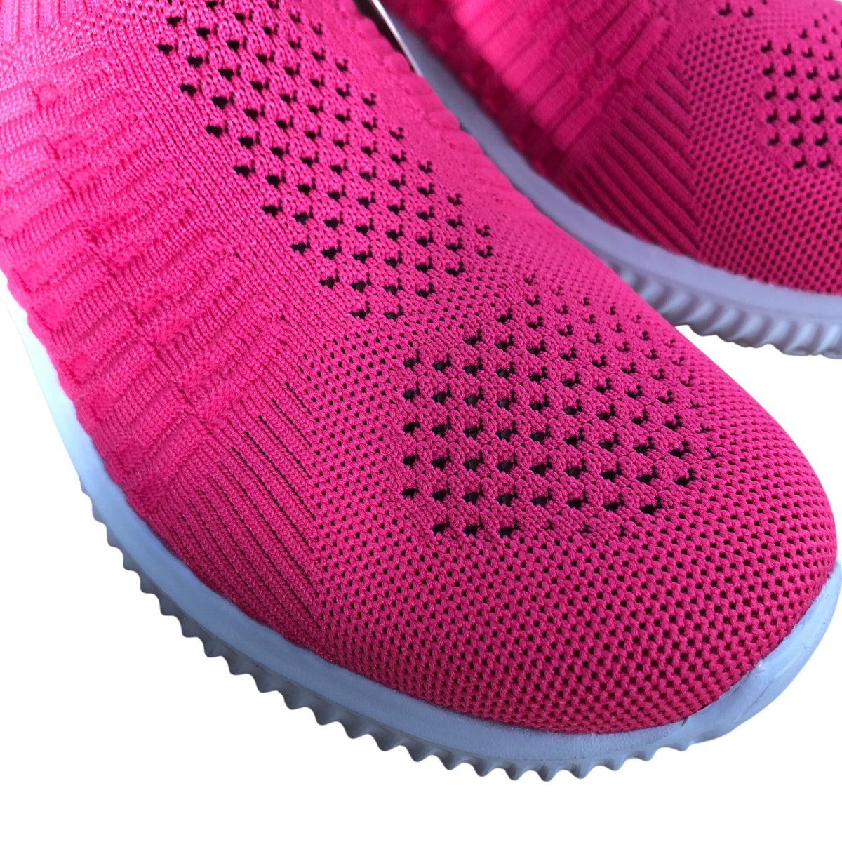 Lightweight Comfort Slip On Trainers Women's Bright Pink UK3.5
