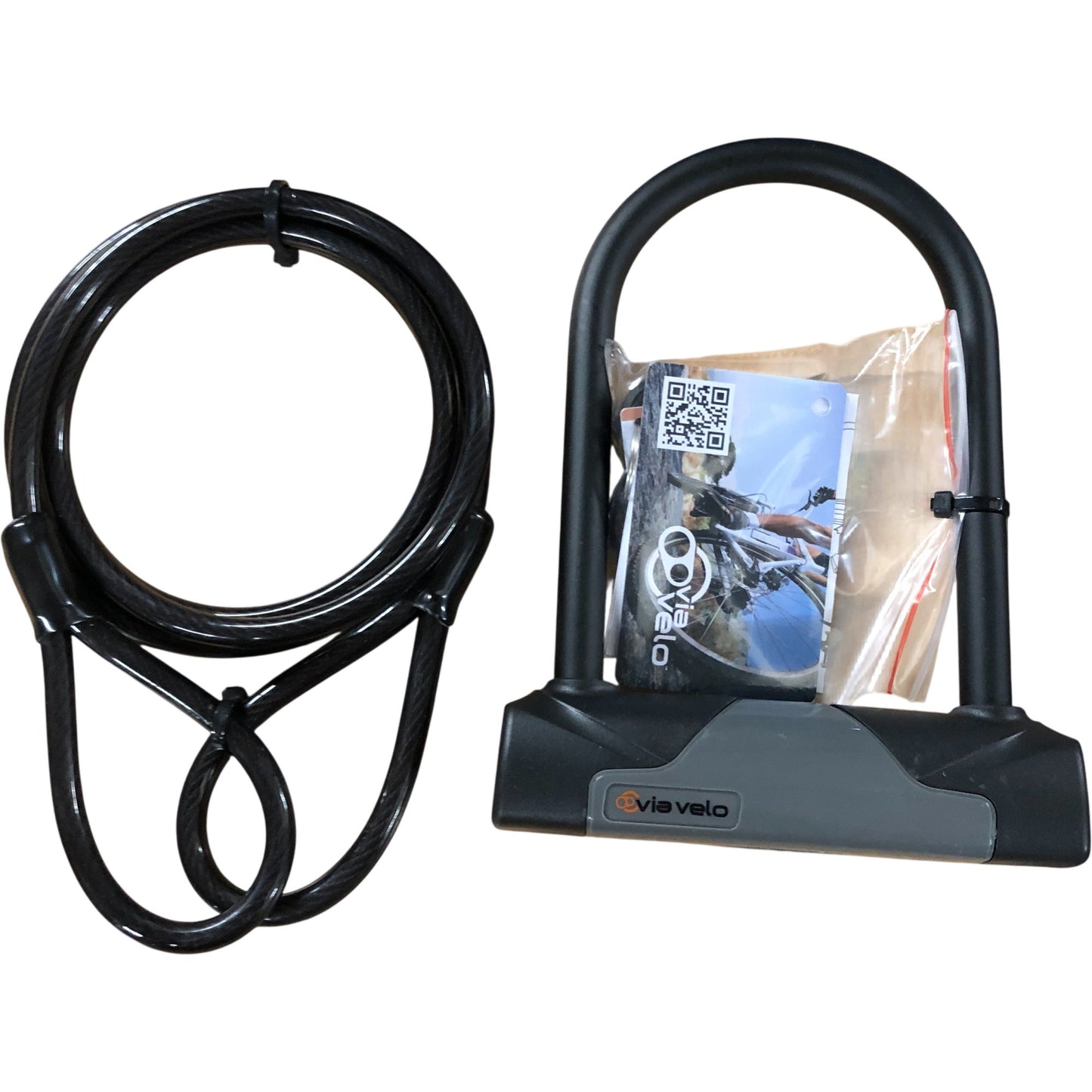 New Via Velo U Lock With Cable Bike Security Accessory Set Collection