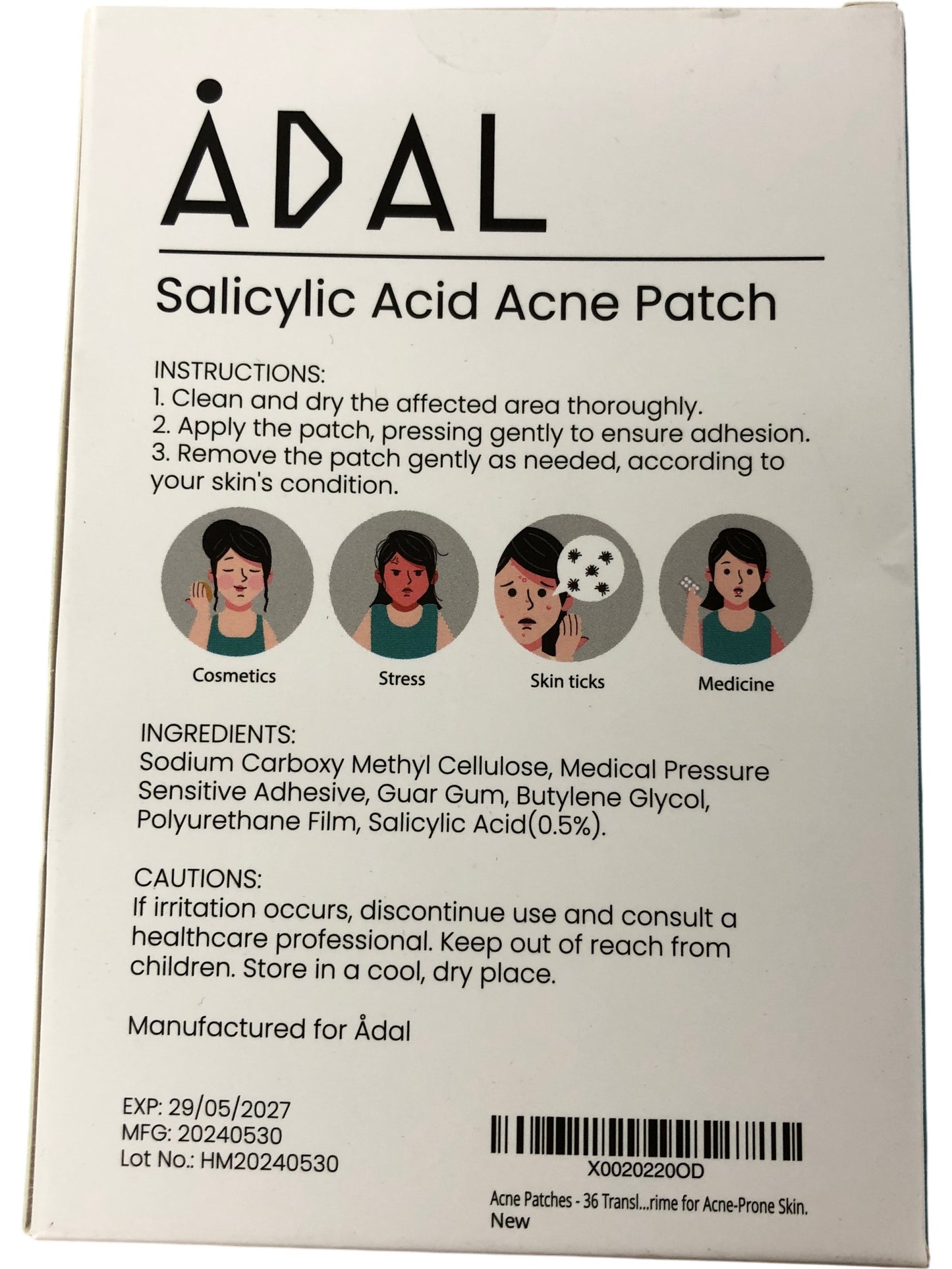 Adal Salicylic Acid Acne Patch 36 Patches For All Types Of Acne Rapid Healing