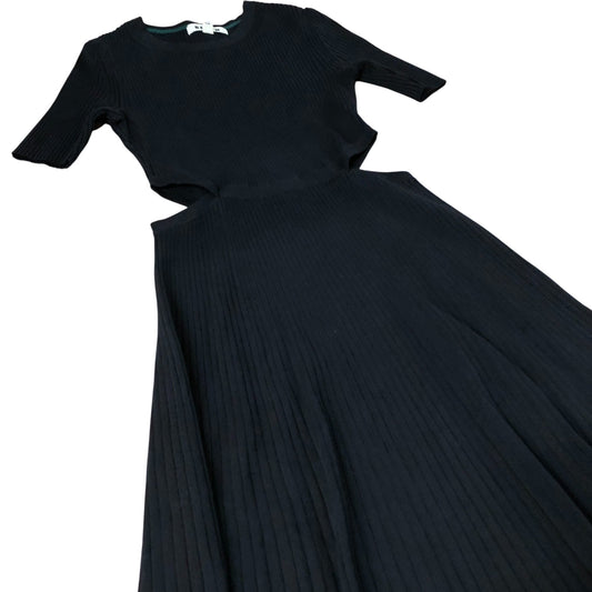 Boden Ribbed Maxi Dress Women's Black Soft Cotton Blend UK12