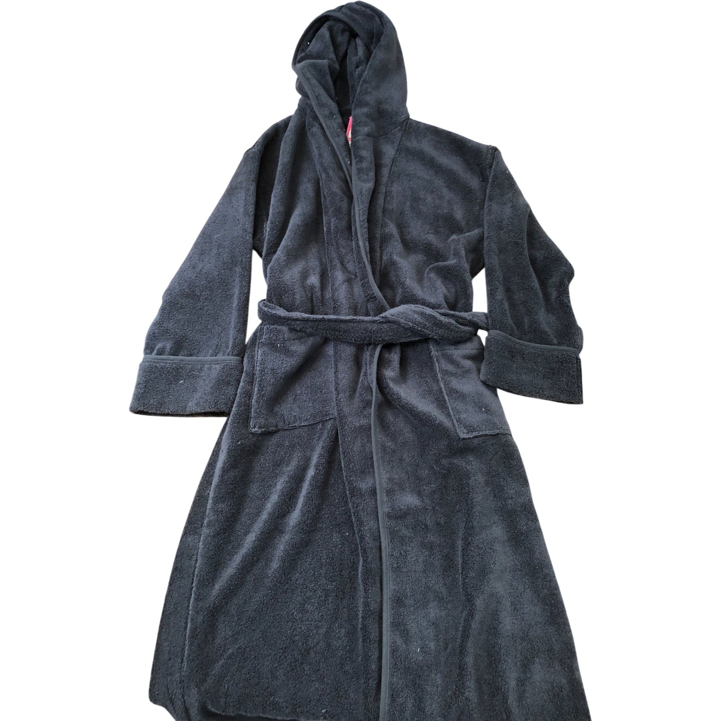The White Company Organic Cotton Hooded Robe Charcoal Grey Soft XL