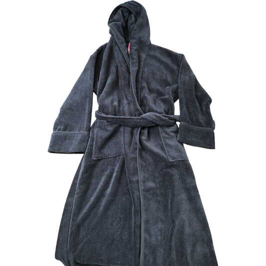 The White Company Organic Cotton Hooded Robe Charcoal Grey Soft XL
