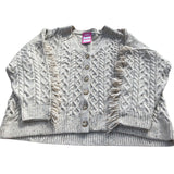 Knitted Cardigan Size 22 Women's Chunky Knit with Frills Cream
