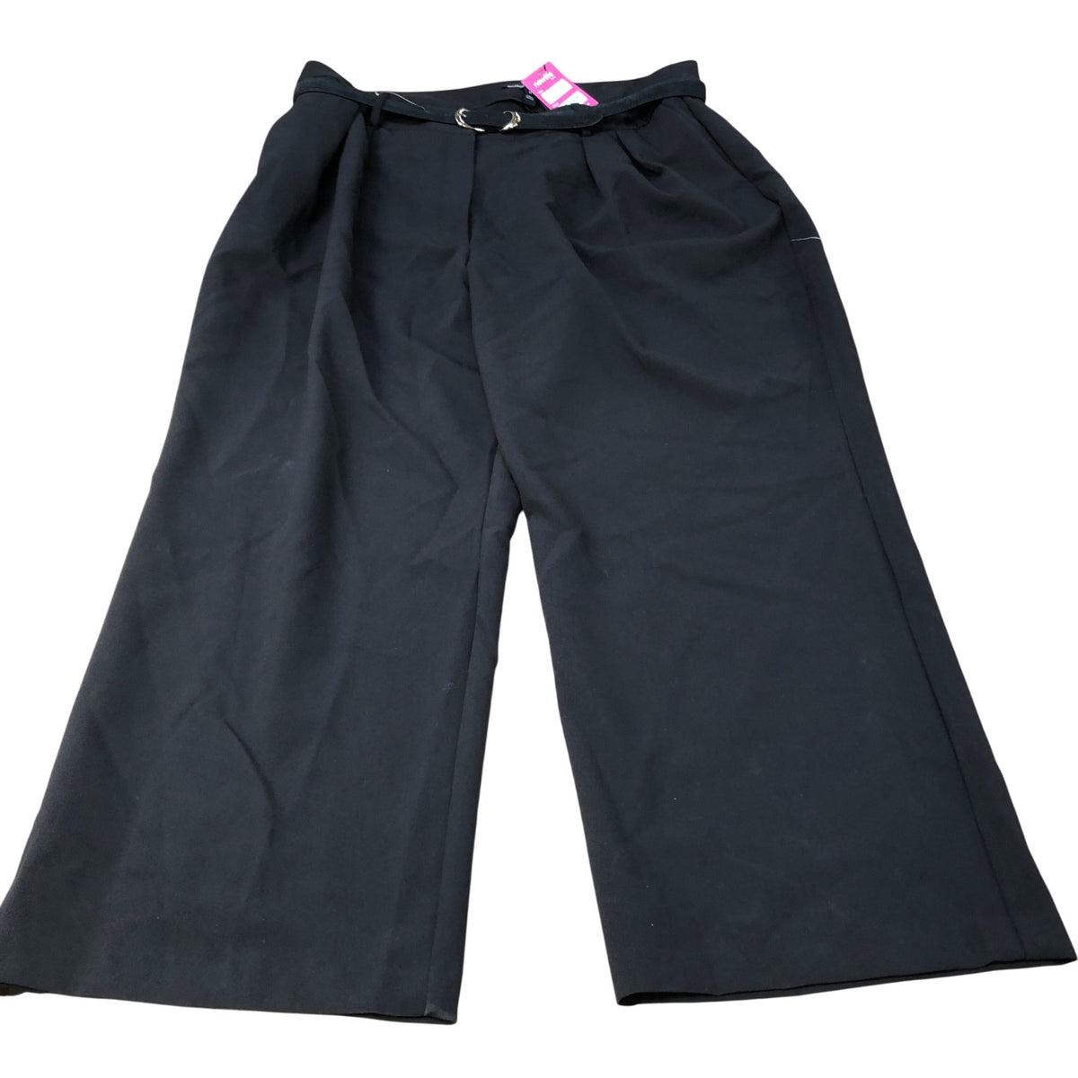 River Island Women's Wide Leg Trousers UK22 Black with Belt Classic Style