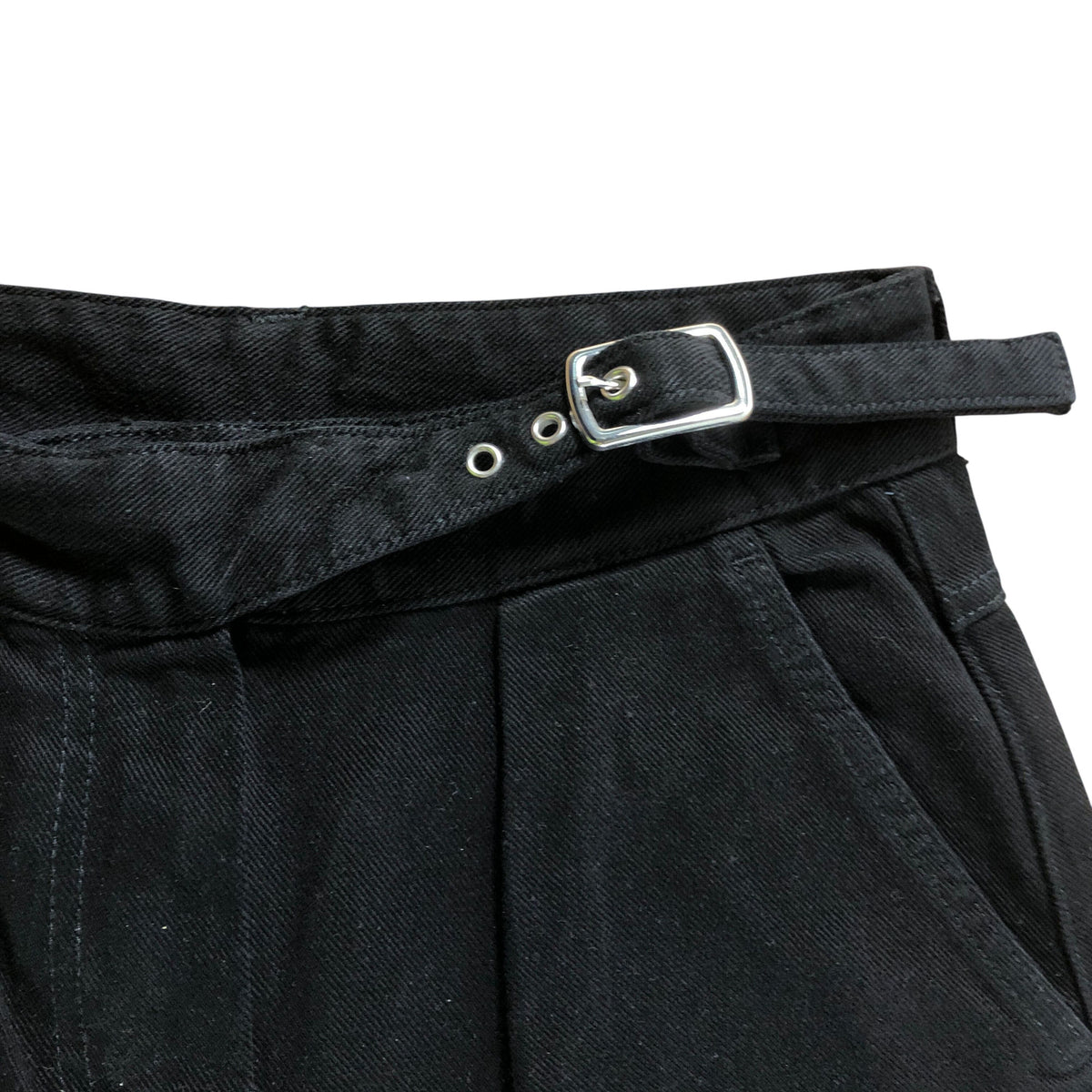 Wide Leg Trousers UK10 Women's High Waist Cotton Black
