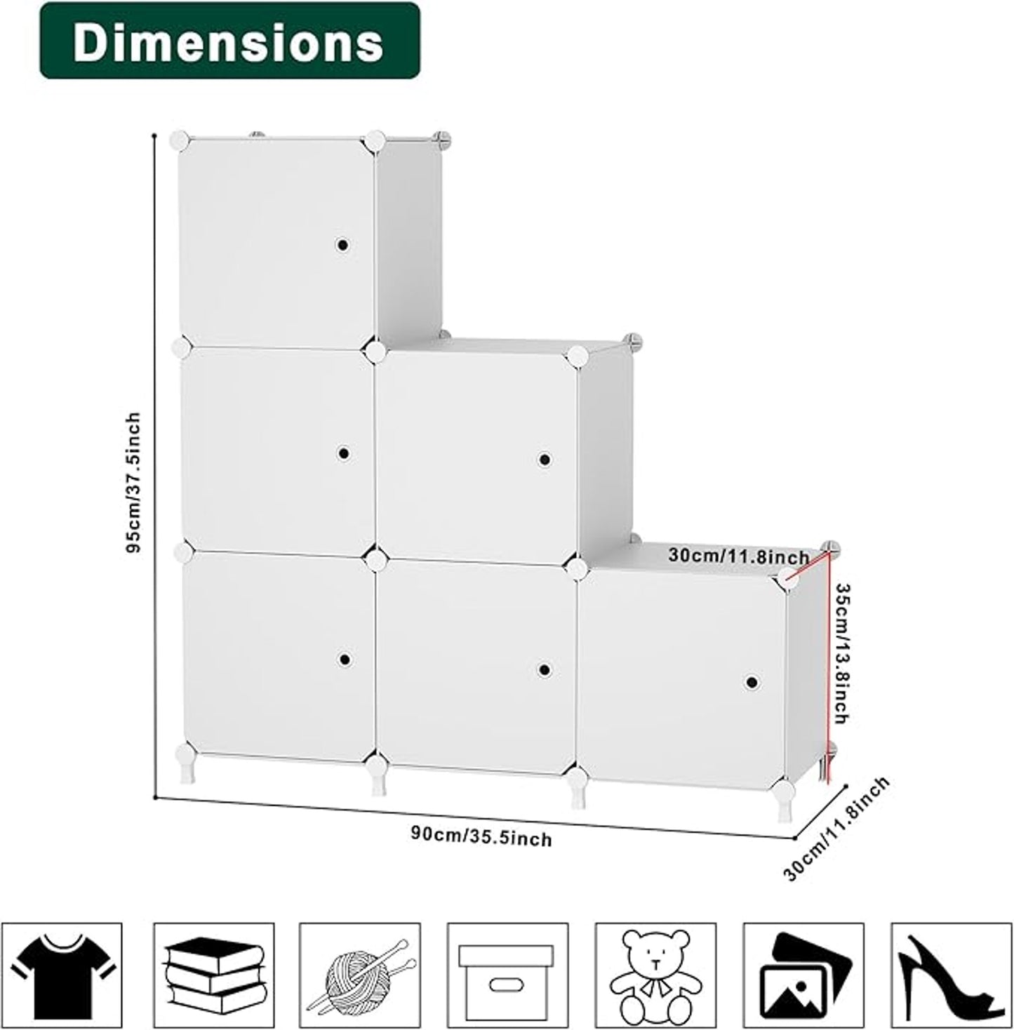 Modular Bookshelf Storage ATTDETJL 6-Cube Storage Unit with Doors Cube Organizer