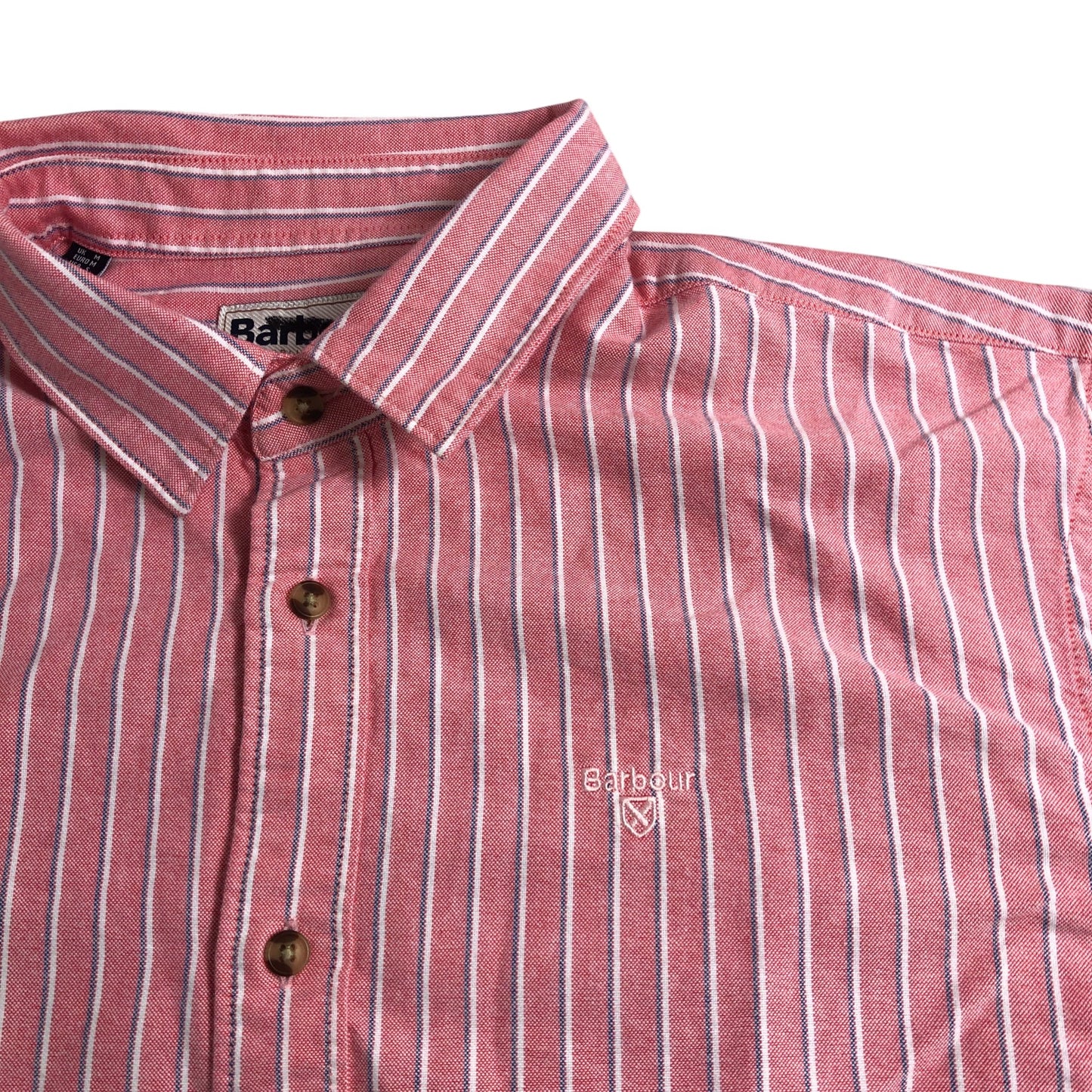 Barbour Relaxed Fit Casual Shirt Men's Red Stripe Cotton Medium
