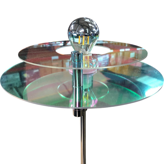 Modern Chrome Table Lamp With Glass Shade Adjustable Angle Minimalist Design