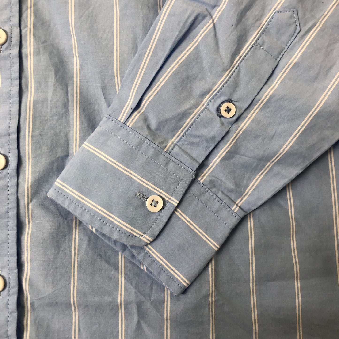 Crew Clothing Company Relaxed Fit Shirt Women's Light Blue Striped Cotton Size 8