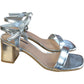Silver Block Heel Sandals Size 6