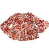 Floral Print Blouse UK XS Women's Ruffled Long Sleeve