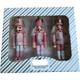 Nutcracker Decorations Pink Wooden Figurines 3 Pack