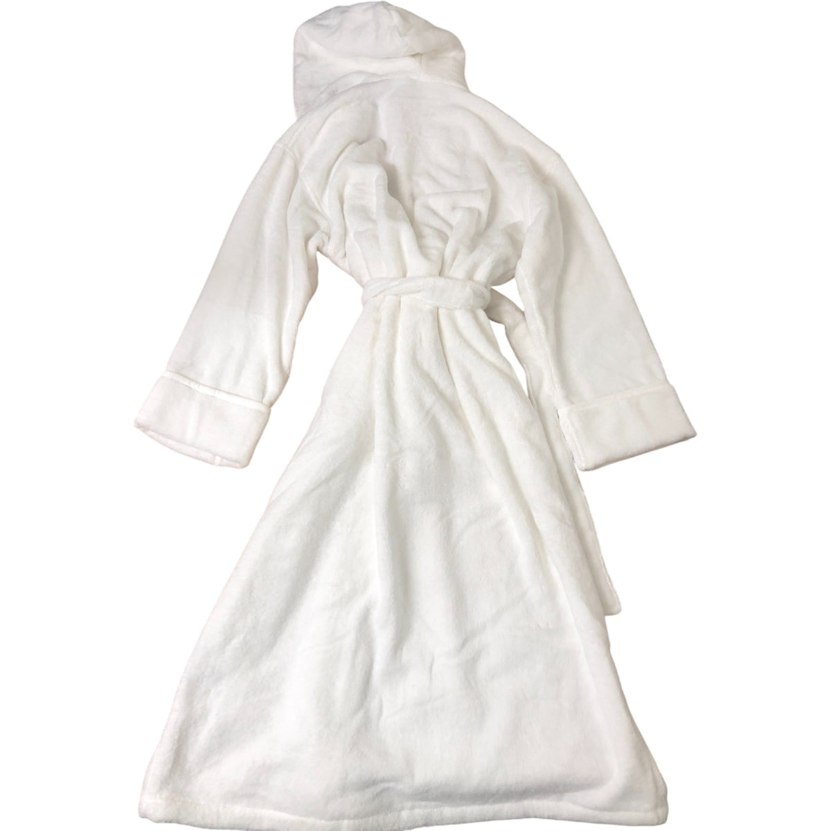 White Soft Cotton Hooded Long Sleeve Night Robe Size S