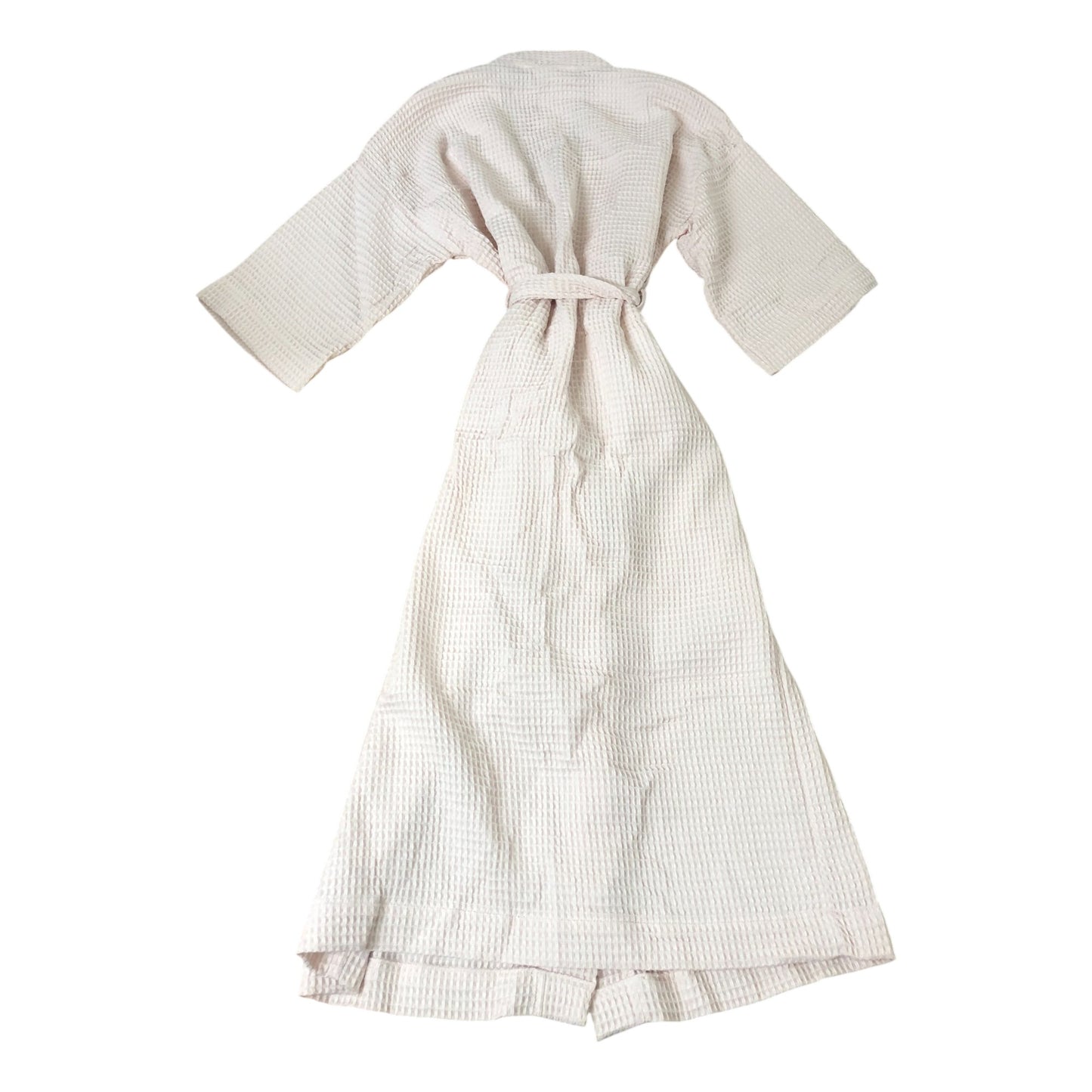 Women's Pink Waffle Texture Robe Lightweight Cropped Sleeve Size M