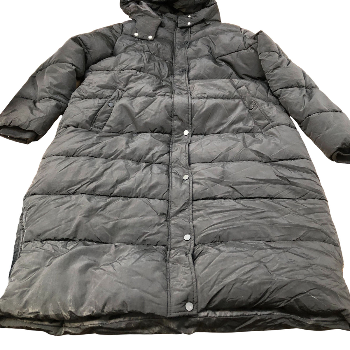 Puffer Jacket UK20 Women's Long Black Hooded Lightweight Outerwear