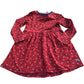 Girls Dress Size 7-8 Years Long Sleeve Red Floral Cotton