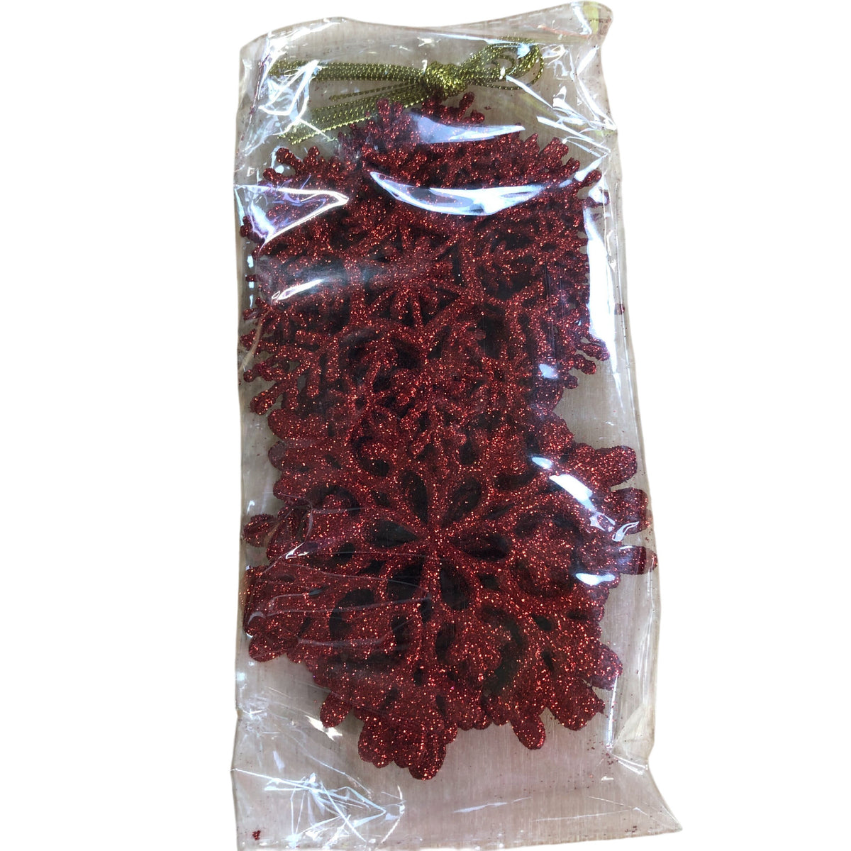 Red Pendant Snowflake Christmas Tree Decorations 12 Pack