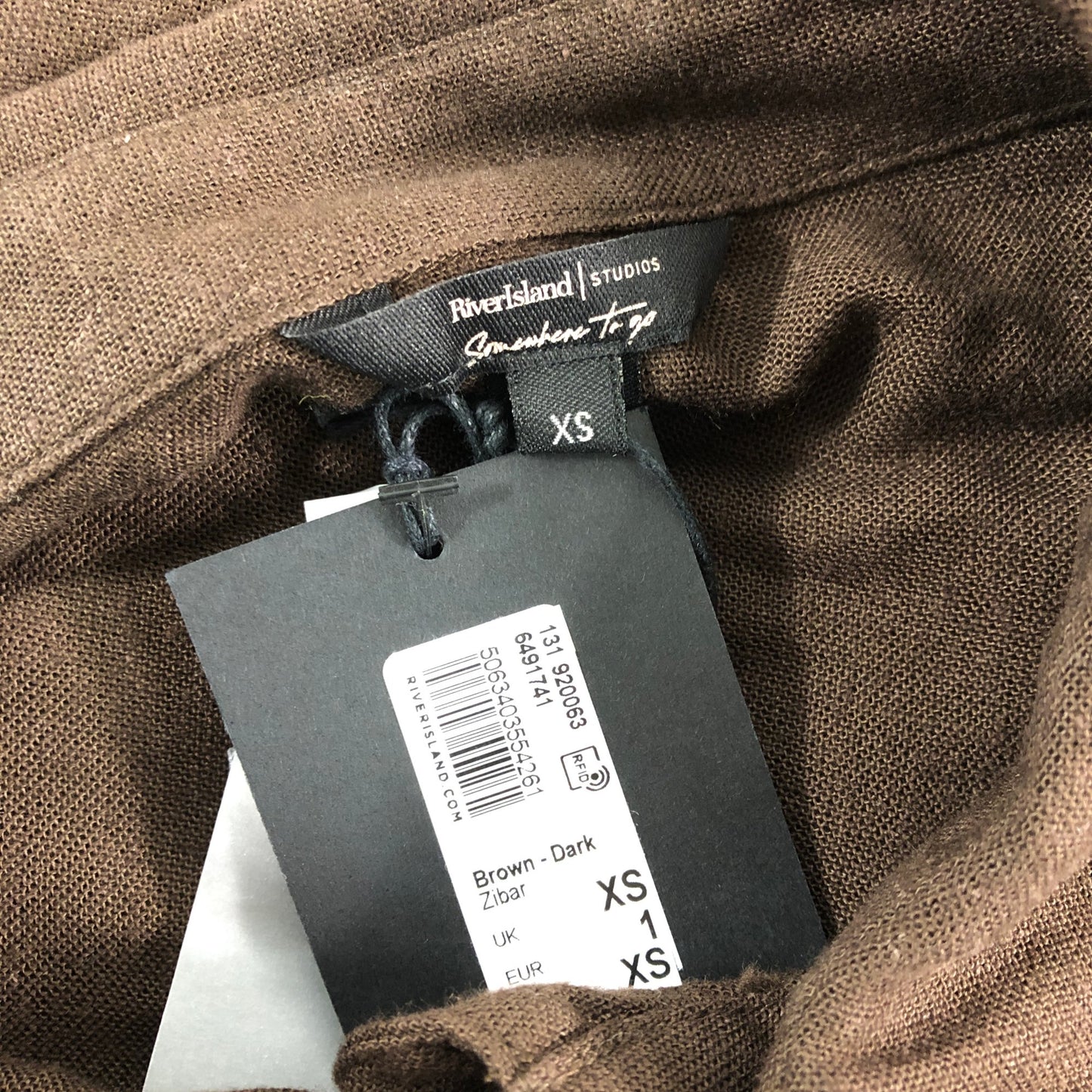River Island Smarten To Go Blouse XS Women's Brown Button Front Top