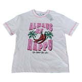 River Island Kids T-Shirt UK7-8 Years Boys Always Be Happy Print Pink
