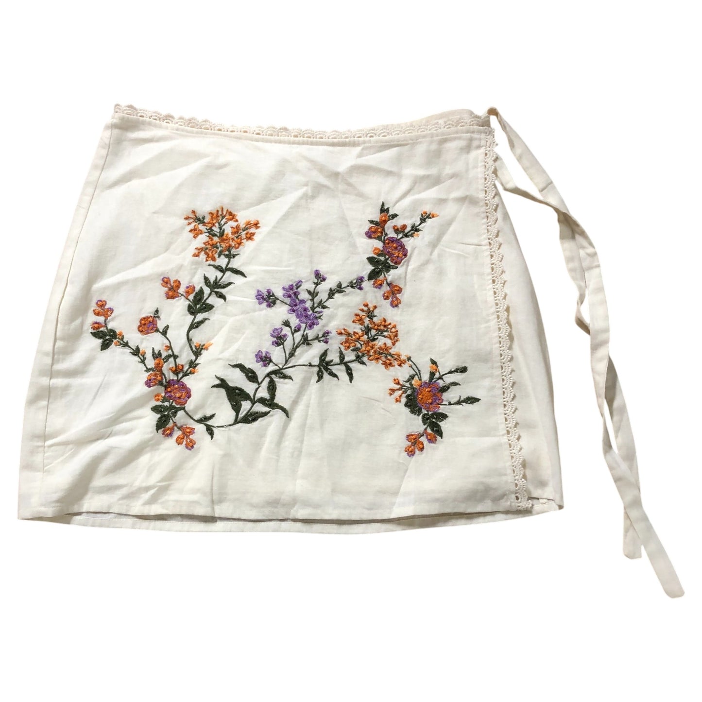 River Island Embroidered Skirt Women's Floral Cream Size 12