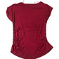 Red Short Sleeve Blouse Women's Draped Design Viscose Medium