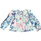 Girls Floral Print Blouse Size 7 Years Pink Blue Cotton