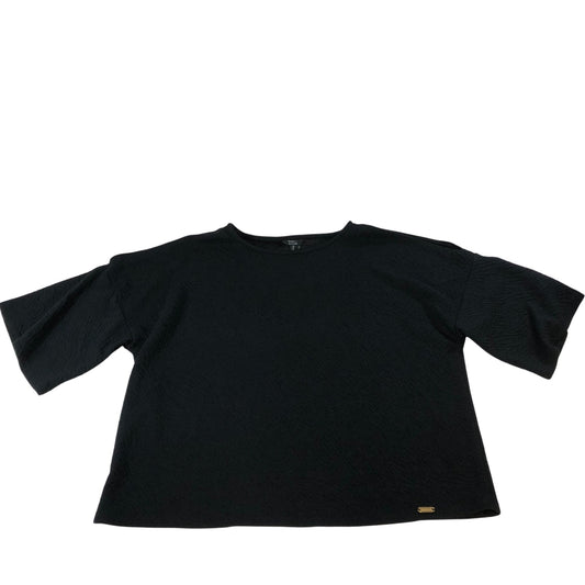 River Island Black T-Shirt UK10 Women's Short Sleeve Soft Texture Top