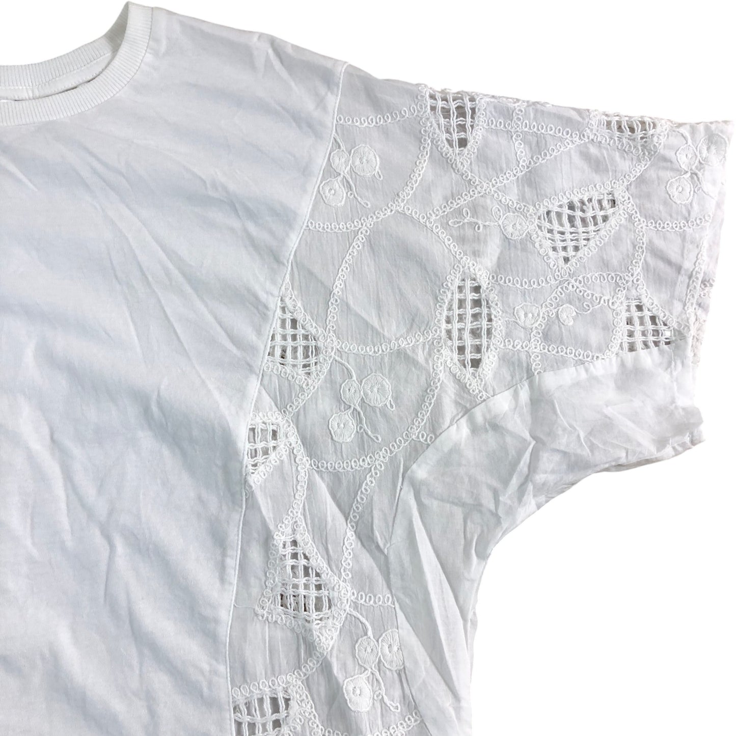 River Island Women's Lace Detail Top UK S White Cotton Short Sleeve Blouse