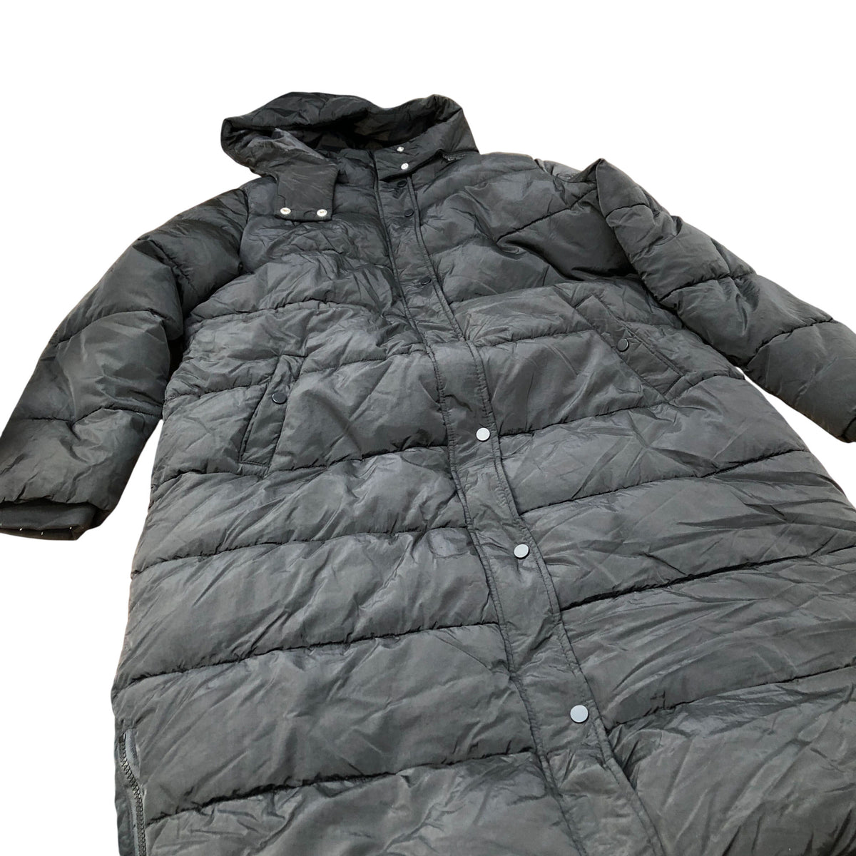 Puffer Jacket UK20 Women's Long Black Hooded Lightweight Outerwear