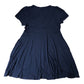 Women's Elegant Navy Blue Dress Size 14 Flared Short Sleeve