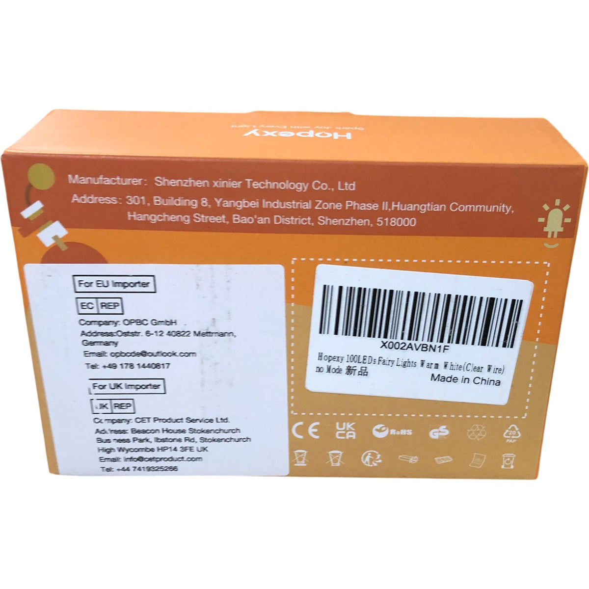 Hopexy 100LEDs Fairy Lights Warm White Clear Wire String Light Bright