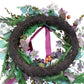 Faux Floral Wreath With Red Velvet Bow Autumn Decoration 18 Inch