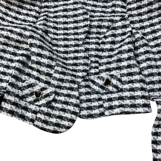 Cropped Jacket Women's Check Pattern Tweed With Gold Buttons