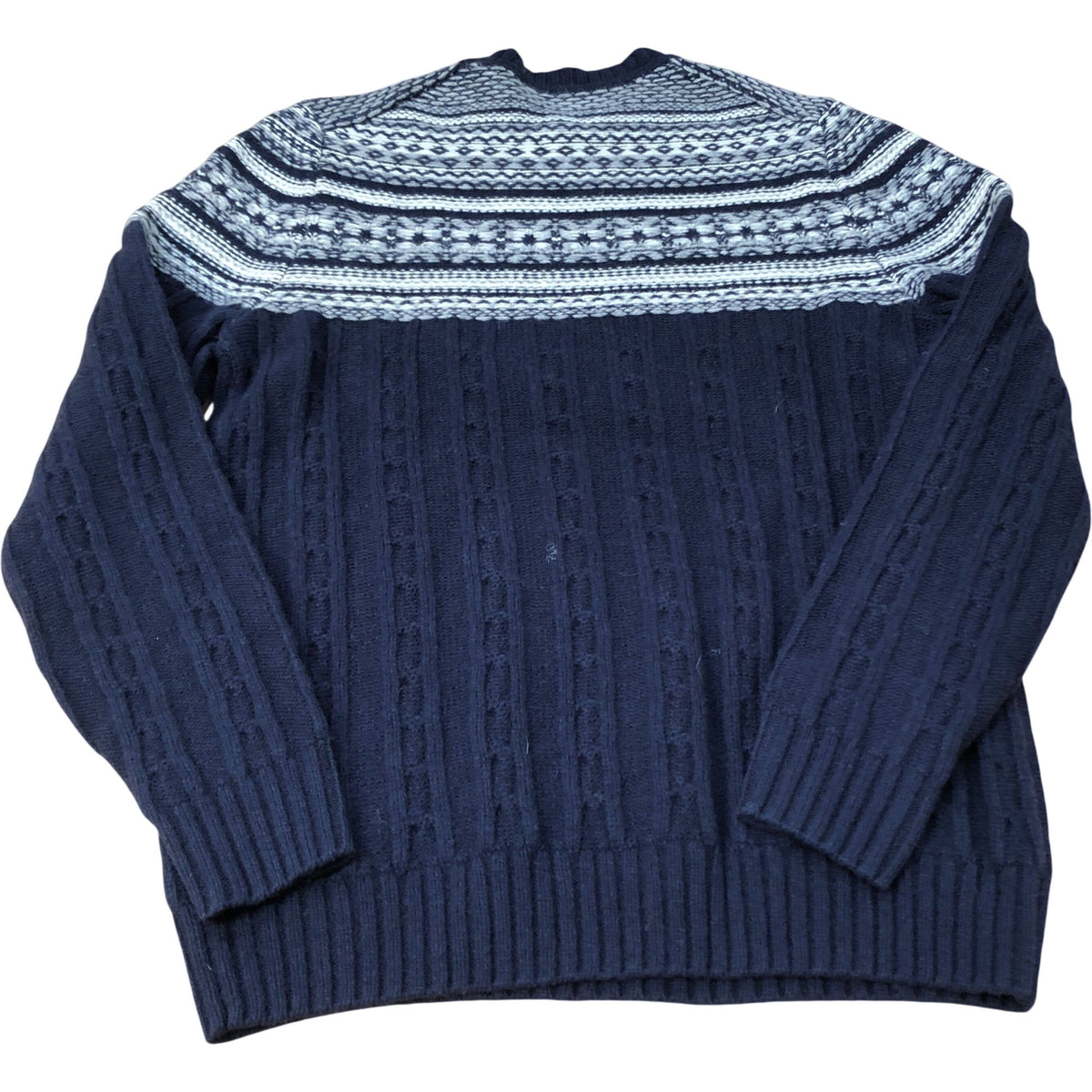 Men's Navy Blue Fair Isle Lambswool Sweater Size Small
