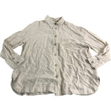 River Island Women's Size Small Cream Button Up Long Sleeve Shirt Linen Blend