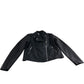 Black Biker Jacket UK12 Women's Faux Leather Zip