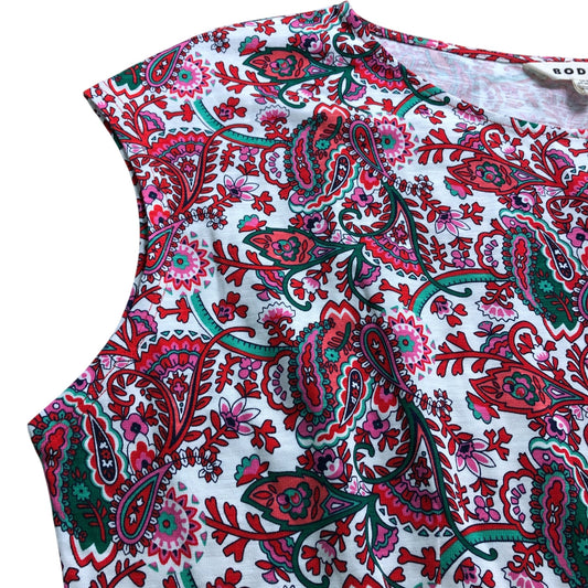 Boden White Paisley Floral Jersey Dress - Size 22