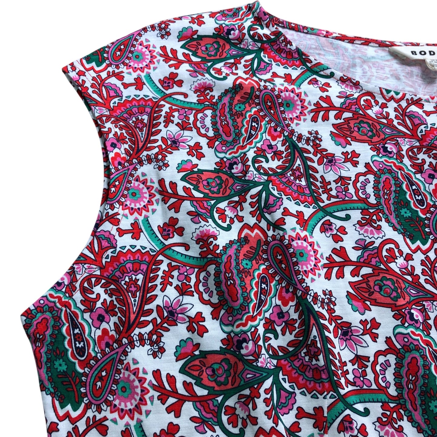 White Paisley Floral Jersey Dress - Size 22