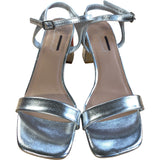 Silver Block Heel Sandals Size 6