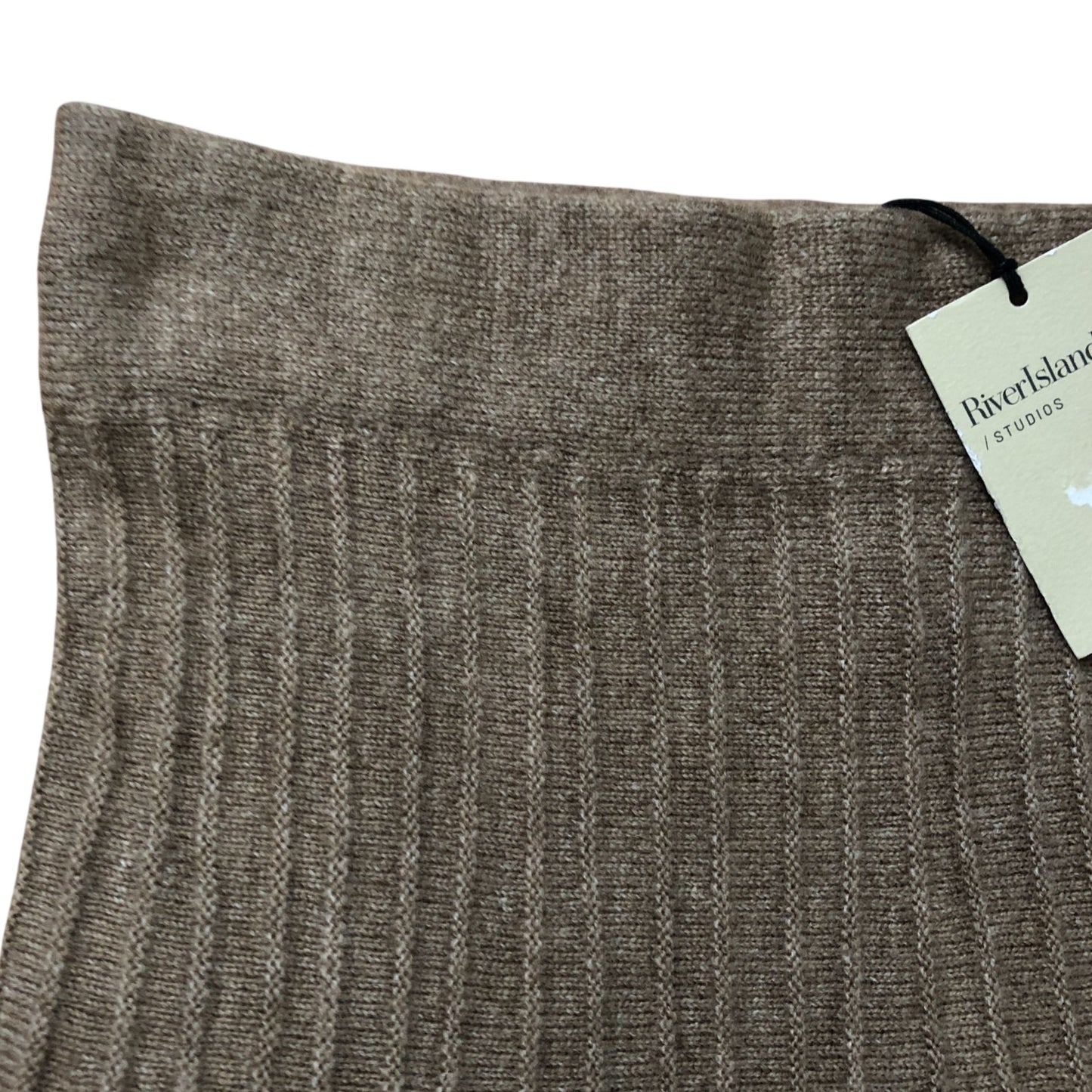River Island Ribbed Knitted Maxi Skirt UK Size 10 Women's Brown Knit Style