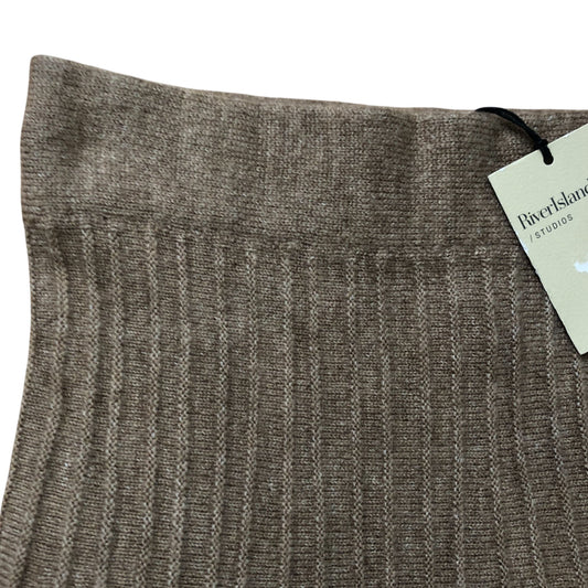 River Island Ribbed Knitted Maxi Skirt UK Size 12 Women's Brown Knit Style