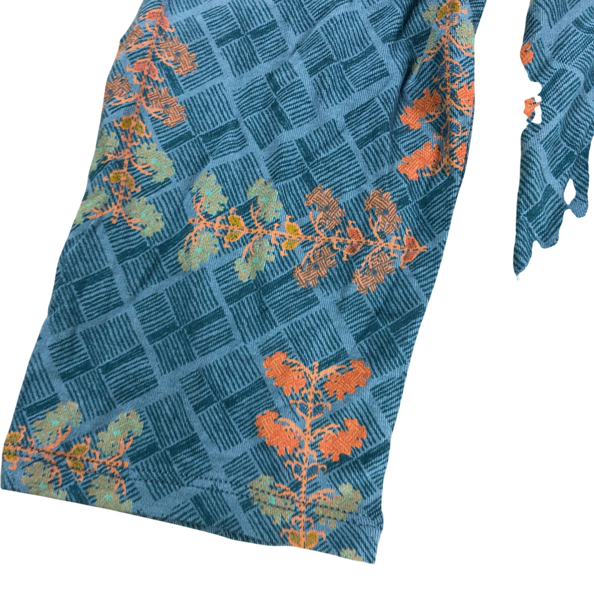 Floral Print Dress UK12 Women's Long Sleeves Blue