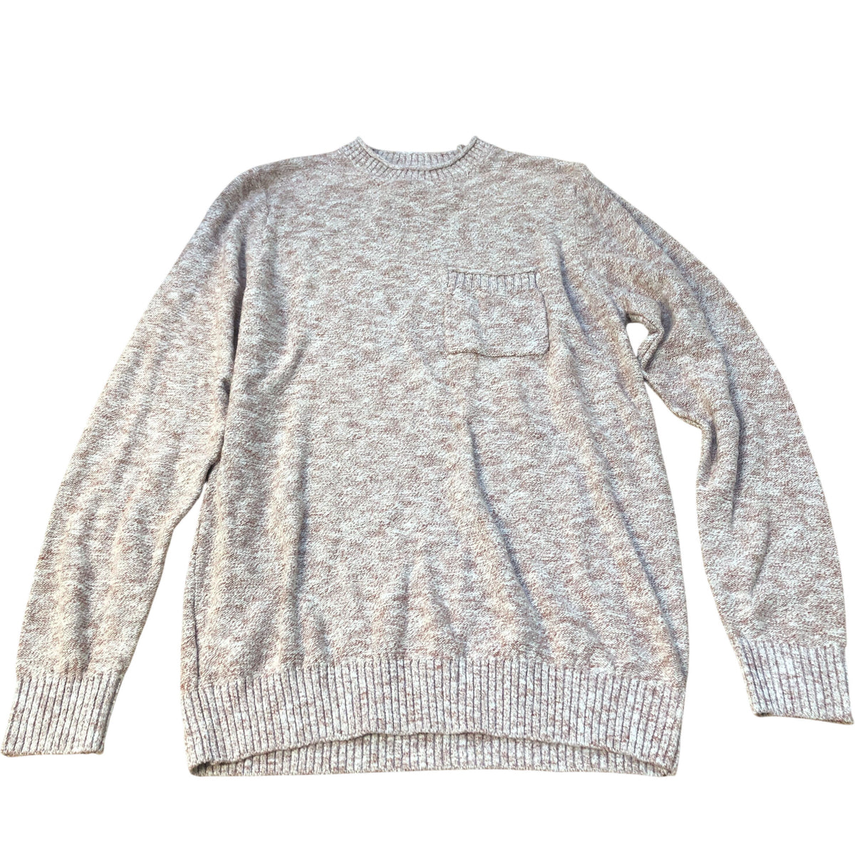 Sweater Knit Top Long Sleeve Crew Neck Pocket Popcorn Small